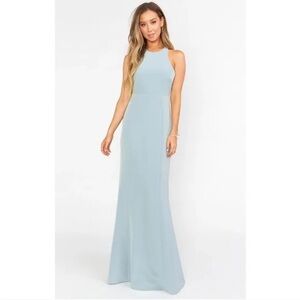 Chicago High Neck Gown Silver Stretch Crepe